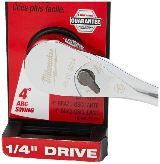 Milwaukee 48229014 1/4" Socket Drive Rotator Ratchet Alloy Steel Chrome Finish - MonkeyTools