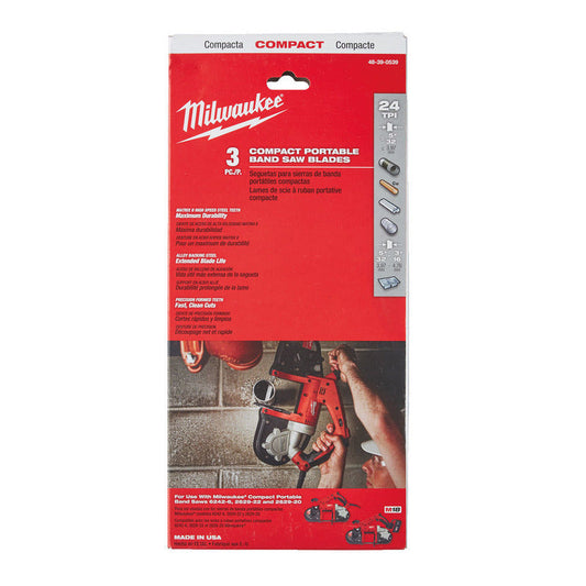 Milwaukee 48390539 Compact Bandsaw Blade 24 TPI 900mm Length Pack of 3 - MonkeyTools