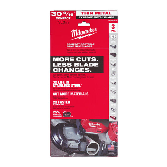 Milwaukee 48390631 Premium Bandsaw Blade 776.29 x 1214 - Pack of 3 - For M12BS - MonkeyTools