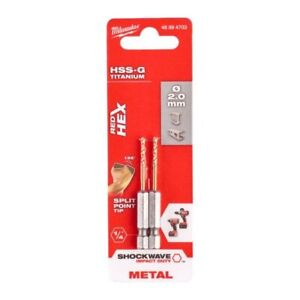 Milwaukee 48894703 2.0 x 59.5mm HSS-Ground Titanium Metal Drill Bit 2pk - MonkeyTools