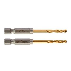 Milwaukee 48894707 3.5x69mm Shockwave HSS-Ground Titanium Metal Drill Bit 2pk - MonkeyTools