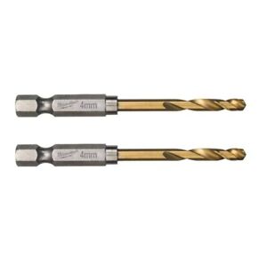 Milwaukee 48894708 4.0x71.5mm Shockwave HSS-Ground Titanium Metal Drill Bit 2pk - MonkeyTools