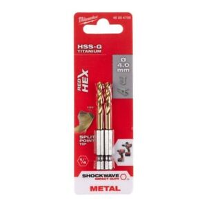 Milwaukee 48894708 4.0x71.5mm Shockwave HSS-Ground Titanium Metal Drill Bit 2pk - MonkeyTools
