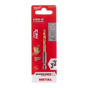 Milwaukee 48894712 5.0x93mm Shockwave HSS-Ground Titanium Metal Drill Bit - MonkeyTools
