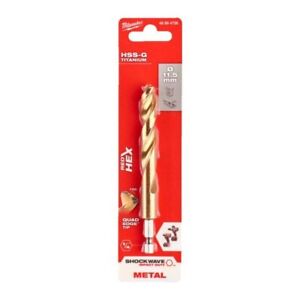 MILWAUKEE 48894726 11.5MM X 126MM SHOCKWAVE RED HEX HSS-G TITANIUM DRILL BIT - MonkeyTools