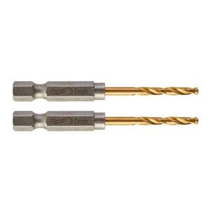 Milwaukee 48894763 3mm x 65mm Shockwave HSS-Ground Titanium Metal Drill Bit 2pk - MonkeyTools