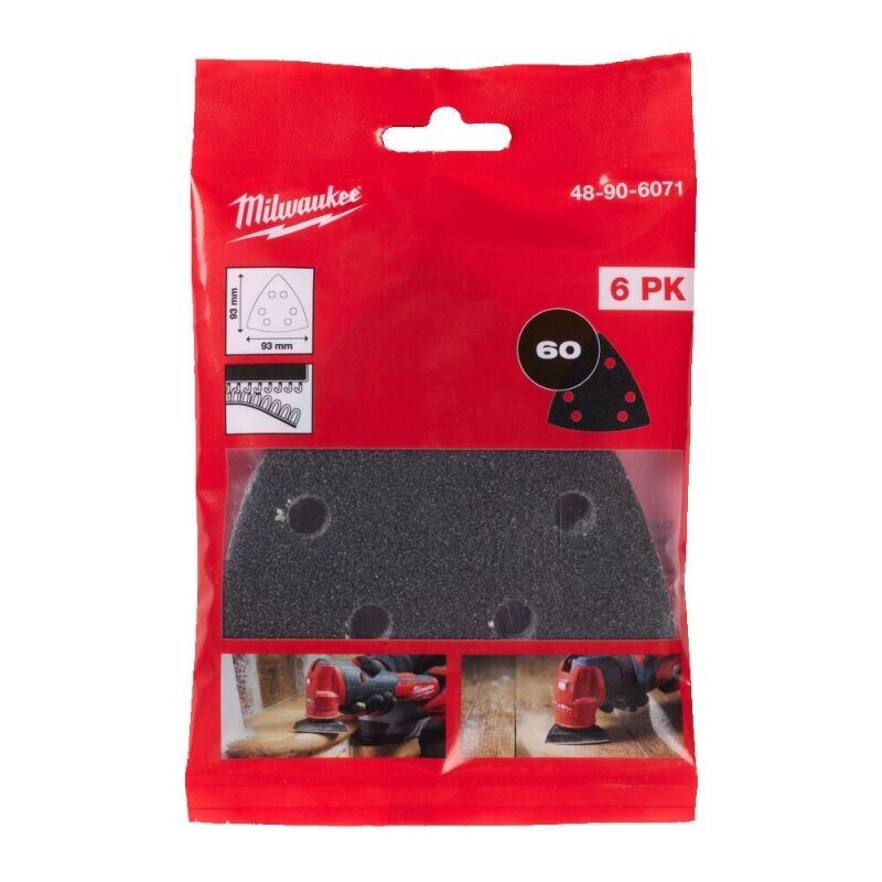 Milwaukee 48906071 93x93mm 60G Multi Tool Sanding Paper 6pk - MonkeyTools