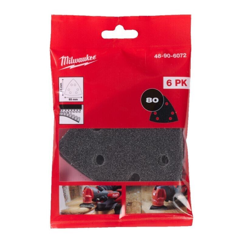 Milwaukee 48906072 93x93mm 80G Multi Tool Sanding Paper 6pk - MonkeyTools