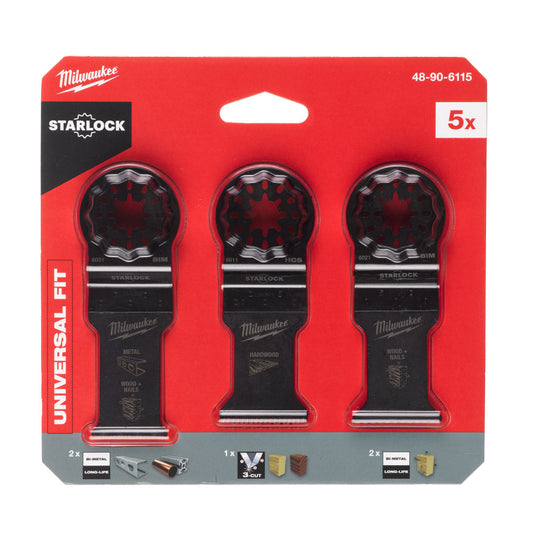 MILWAUKEE 48906115 MULTI TOOL WOOD & METAL BLADE ACCESSORY SET X5 PCS - MonkeyTools