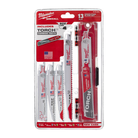 MILWAUKEE 49222231 SAWZALL RECIPROCATING DEMOLITION BLADE KIT X13 PCS - MonkeyTools