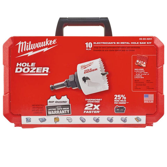 MILWAUKEE 49224201 HOLE DOZER BI-METAL HOLE SAW KIT 25-76MM X10 PCS - MonkeyTools