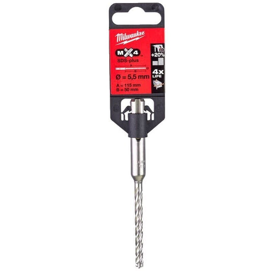 MILWAUKEE 4932352009 5.5MM X 115MM RX4 4 CUT SDS+ DRILL BIT - MonkeyTools