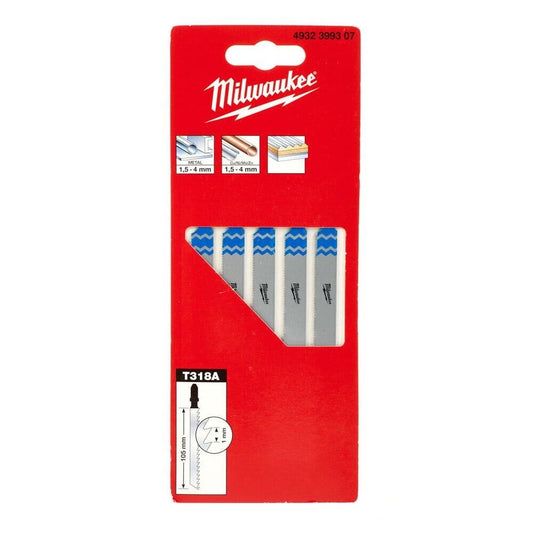 Milwaukee 4932399307 T318A Metal Jigsaw Blades - Pack of 5 - MonkeyTools