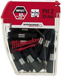 Milwaukee 4932430853 25 x 25mm Shockwave Screwdriver PH2 Bits - MonkeyTools