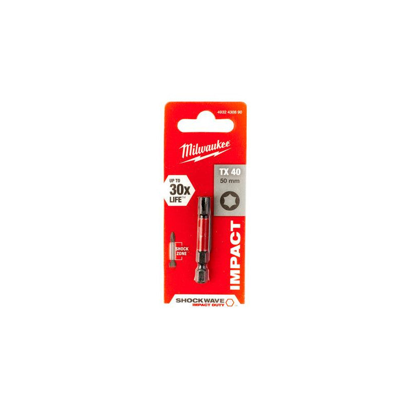 Milwaukee 4932430890 SHOCKWAVE TX40 50mm Impact Screwdriver Bit - MonkeyTools
