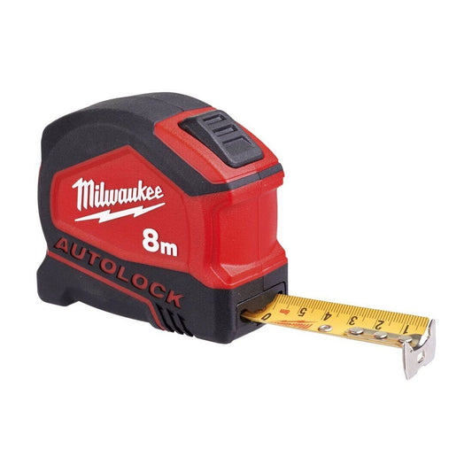 Milwaukee 4932464664 8m Autolock Tape Measure Metric Only 25mm Blade Width - MonkeyTools