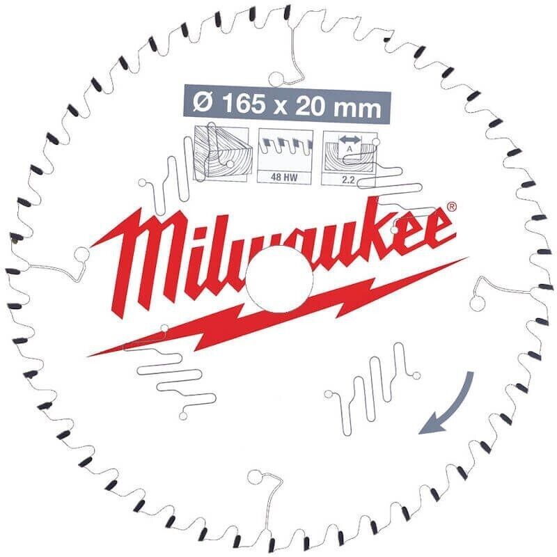 Milwaukee 4932471295 165x20mm 48t Circular Saw Blade - MonkeyTools