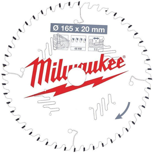 Milwaukee 4932471295 165x20mm 48t Circular Saw Blade - MonkeyTools