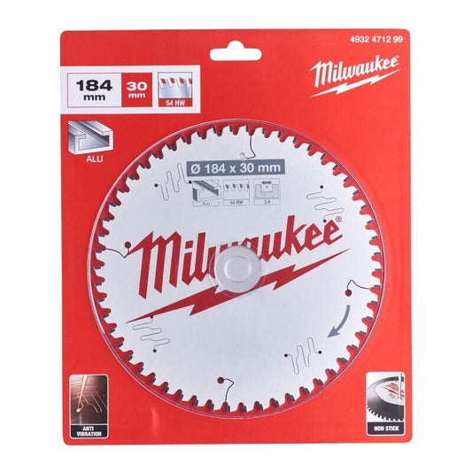 Milwaukee 4932471299 Aluminium Cutting Circular Saw Blade 184mm x 30mm 54 Teeth - MonkeyTools