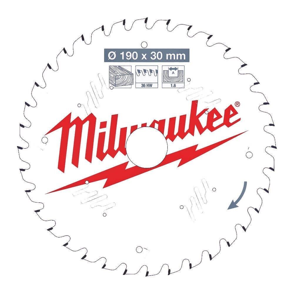 Milwaukee 4932471301 190mm x 30mm x 1.6mm x 36T Wood Cutting Circular Saw Blade - MonkeyTools