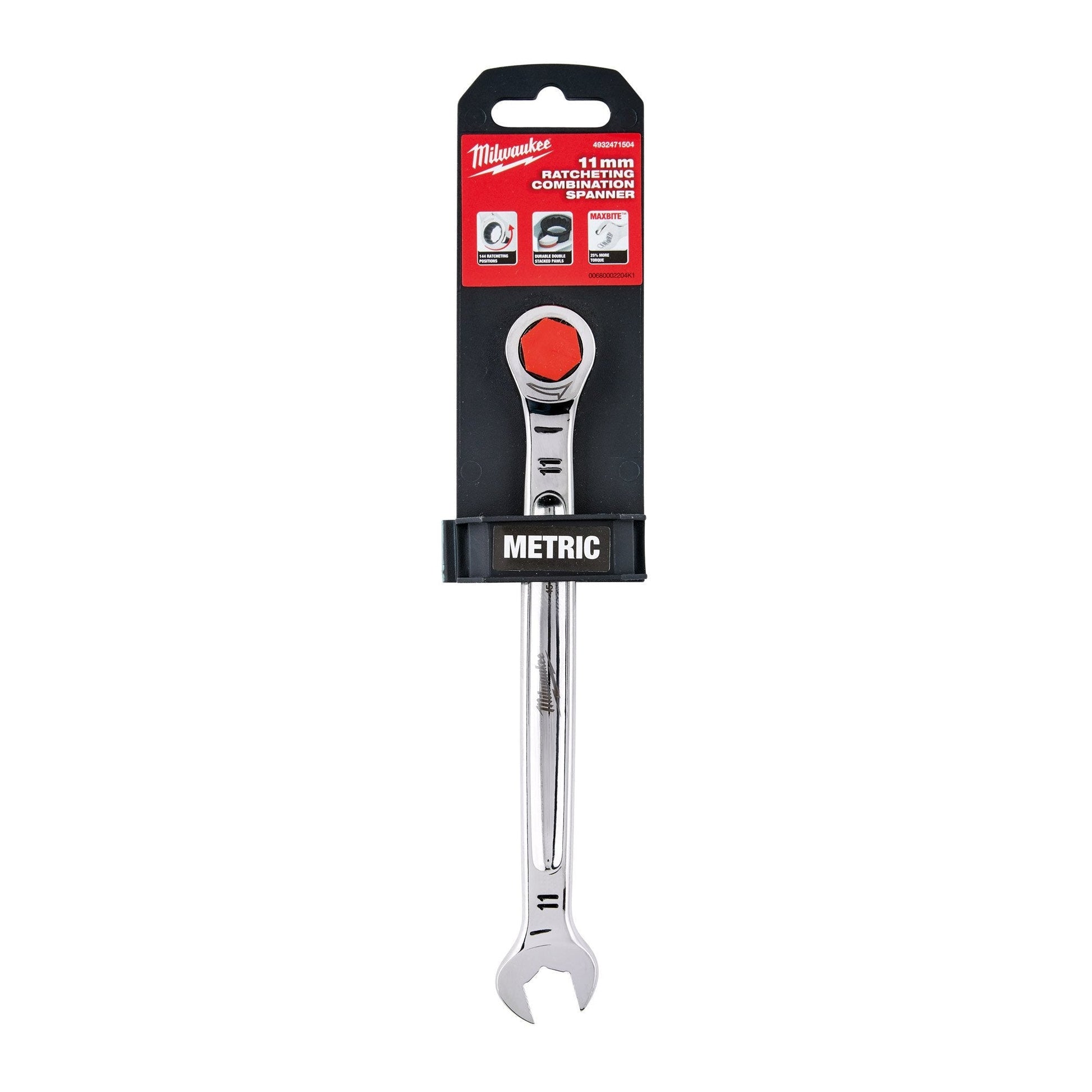 Milwaukee 4932471504 Maxbite 11mm Ratcheting Combination Spanner - MonkeyTools