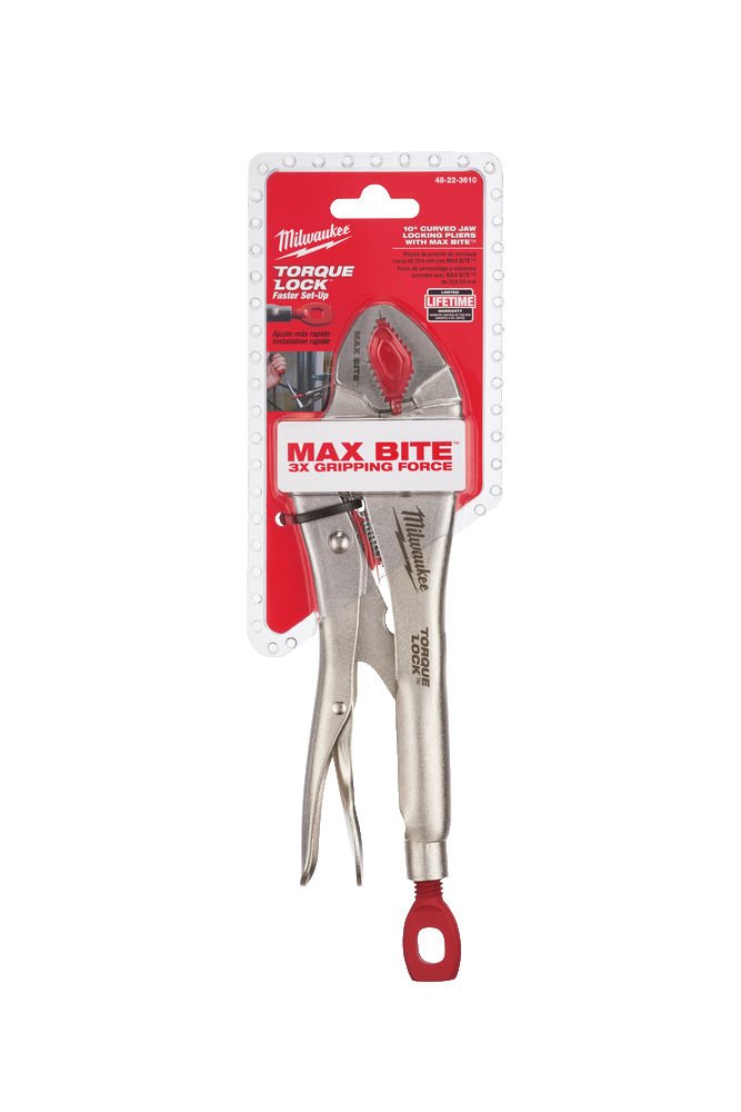 Milwaukee 4932471729 10" MAXBITE Curved Locking Pliers - 1pc - MonkeyTools