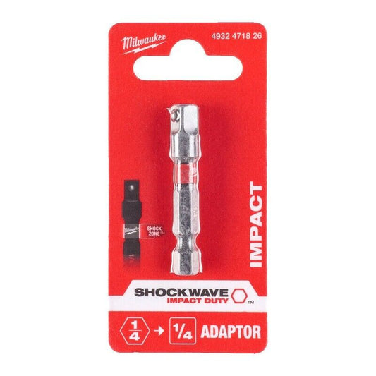 Milwaukee 4932471826 50mm 1/4" Hex to 1/4" Square Shockwave Adapter - MonkeyTools