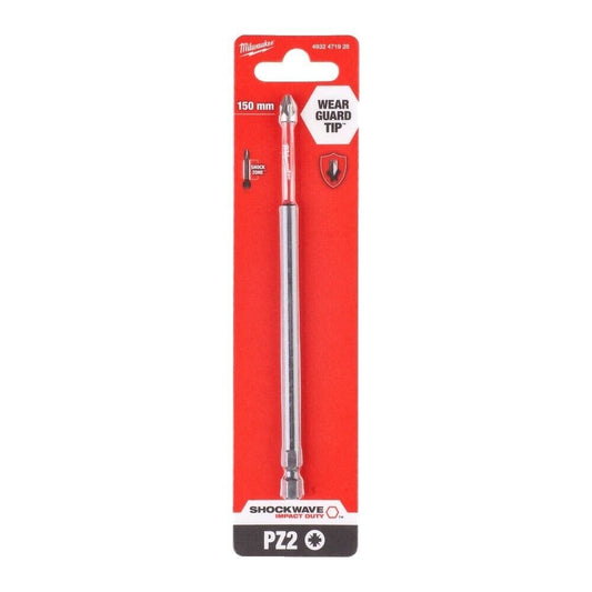 Milwaukee 4932471928  Shockwave PZ2 Impact Duty Screwdriving Bits 150mm (1 PC) - MonkeyTools