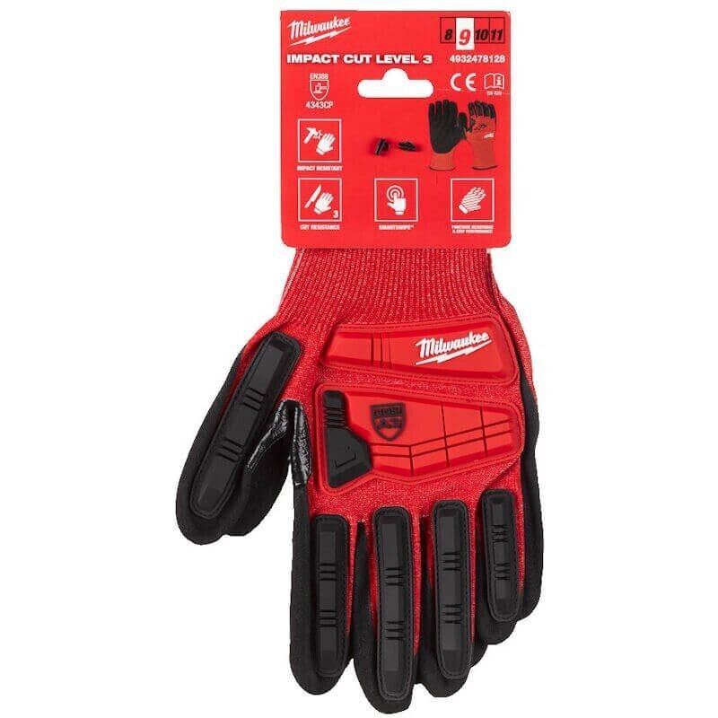 Milwaukee 4932478127 Work Gloves Impact Resistant Cat 3 Reinforced Back 8/M - MonkeyTools