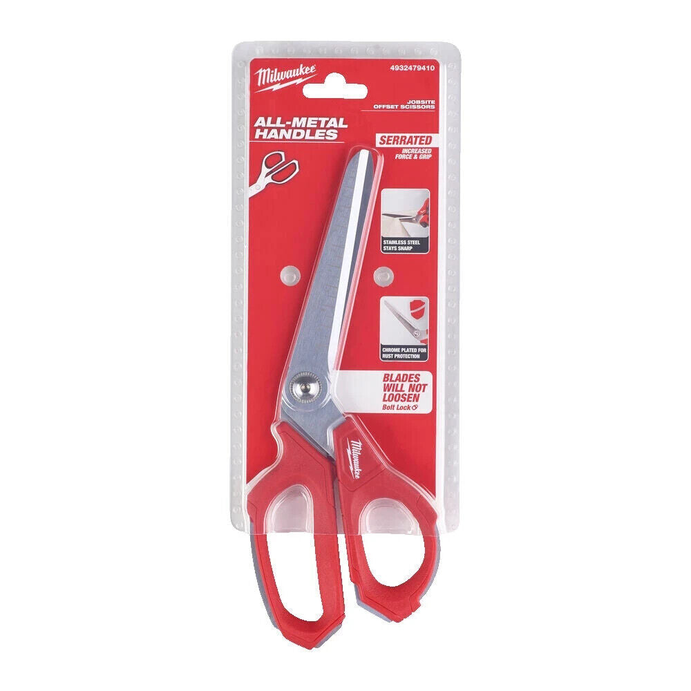 Milwaukee 4932479410 Trade Jobsite Offset Scissors - Heavy Duty Trade Scissors - MonkeyTools