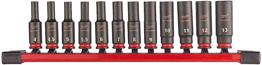 Milwaukee 4932480453 12pc 1/4in Impact Duty Socket Rail Set Non-Slip Hex - MonkeyTools