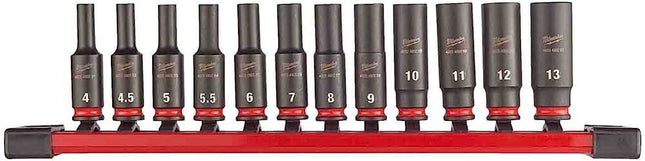 Milwaukee 4932480453 12pc 1/4in Impact Duty Socket Rail Set Non-Slip Hex - MonkeyTools