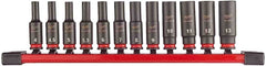 Milwaukee 4932480453 12pc 1/4in Impact Duty Socket Rail Set Non-Slip Hex