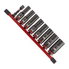 Milwaukee 4932480455 9pc 3/8in Deep Impact Socket Rail Set Non-Slip Hex - MonkeyTools