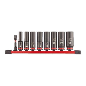 Milwaukee 4932480455 9pc 3/8in Deep Impact Socket Rail Set Non-Slip Hex - MonkeyTools
