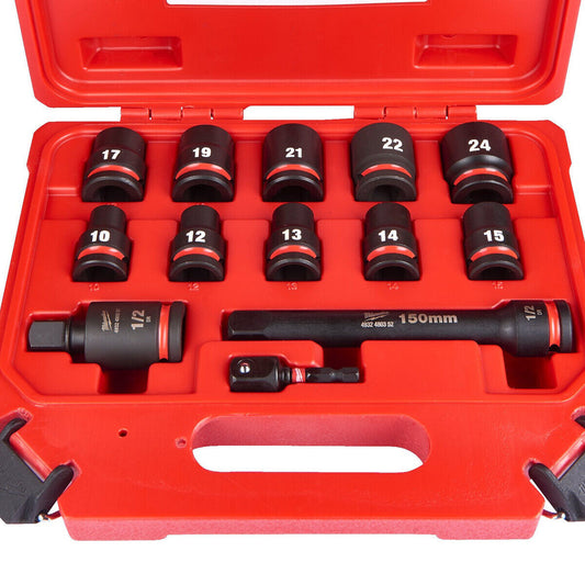Milwaukee 4932480456 13 Piece Shockwave 1/2" Driver Impact Socket Set - MonkeyTools