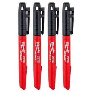 Milwaukee 4932480551 Inkzall Black Job Site Marker Pens - Set of 4 - MonkeyTools