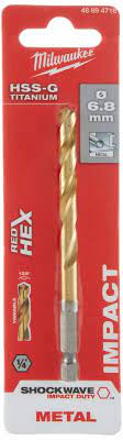 Milwaukee 6.8mm Red HEX Shockwave Impact Duty Metal HSS Titanium Bits 48894716 - MonkeyTools