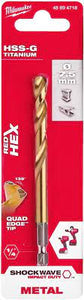 Milwaukee 7.5mm Red HEX Shockwave Impact Duty Metal HSS Titanium Bits 48894718 - MonkeyTools