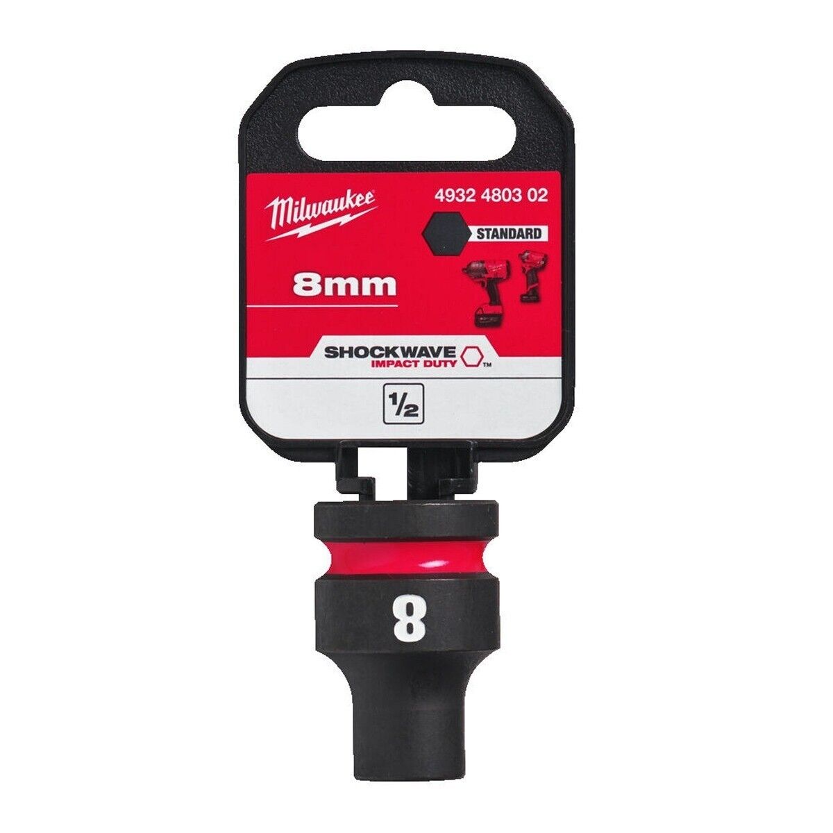 Milwaukee 8mm Shockwave Impact Duty 1/2" Drive Impact Socket 15mm Diameter 4932480302 - MonkeyTools