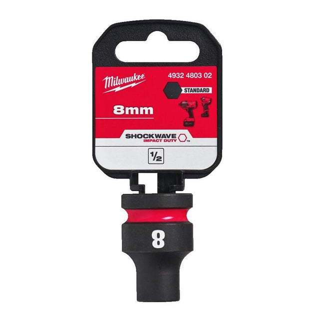 Milwaukee 8mm Shockwave Impact Duty 1/2" Drive Impact Socket 15mm Diameter - MonkeyTools