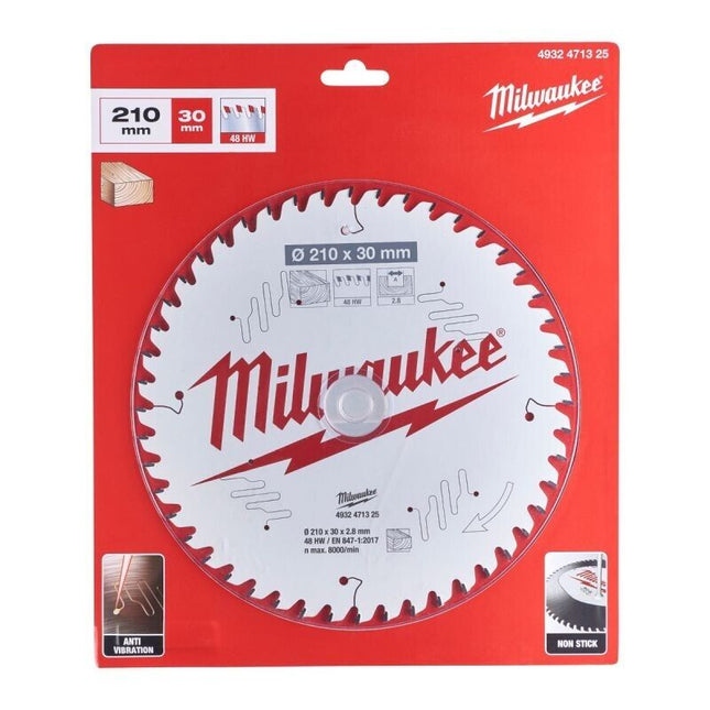 MILWAUKEE CIRCULAR SAW BLADE 210MM X 30 X 48TH - 4932471325 - MonkeyTools