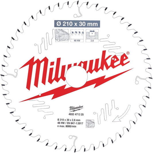 MILWAUKEE CIRCULAR SAW BLADE 210MM X 30 X 48TH - 4932471325 - MonkeyTools
