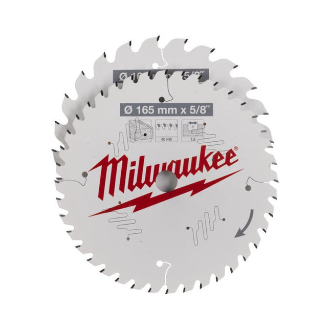 MILWAUKEE CSB 165MM X 5/8" HANDHELD CIRCULAR SAW BLADES X2 PCS 4932479837 - MonkeyTools
