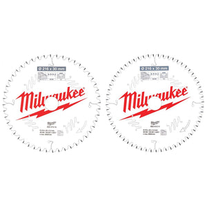 MILWAUKEE CSB 216MM X 30MM CIRCULAR SAW BLADES FOR MITRE SAWS TWIN PACK (X2 PCS) 4932479575 - MonkeyTools