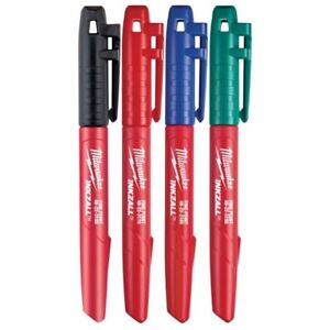 Milwaukee Fine Tip Colour Marker Set: Black, Red, Blue and Green 48223106 4 pcs - MonkeyTools
