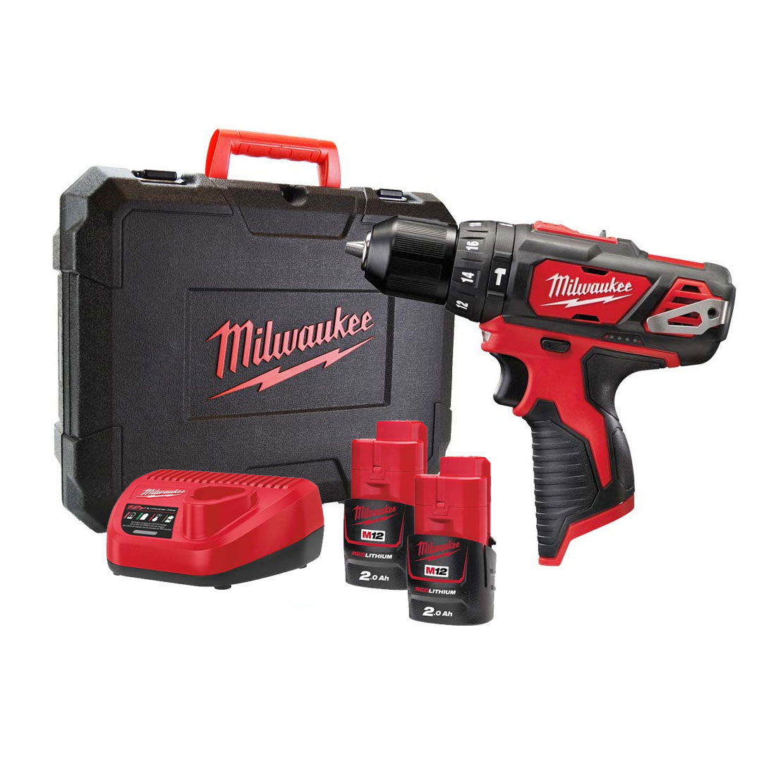 MILWAUKEE M12 BPD-202C 12V 10MM COMPACT COMBI DRILL INC 2X 2.0AH BATTS - MonkeyTools