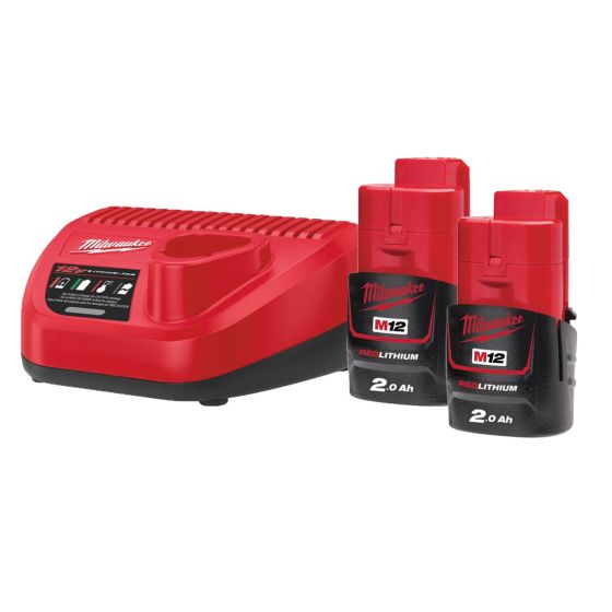 MILWAUKEE M12 NRG-202 12V BATTERY & CHARGER KIT INC 2X 2.0AH BATTERIES - MonkeyTools