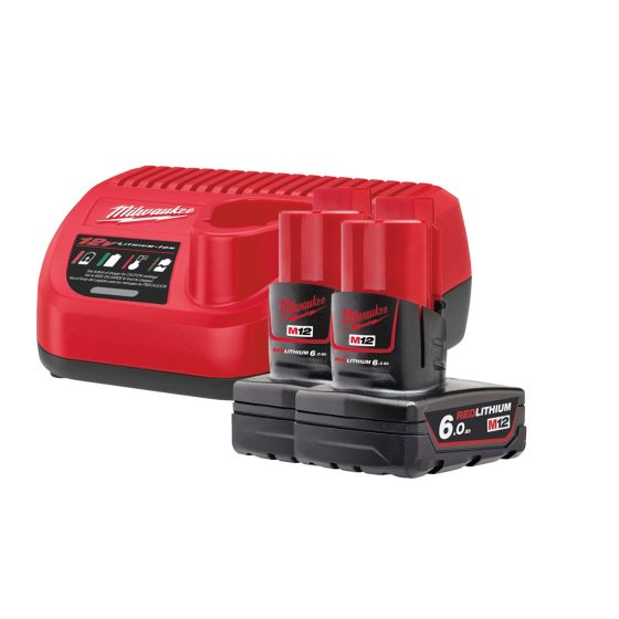MILWAUKEE M12 NRG-602 12V BATTERY & CHARGER KIT INC 2X 6.0AH BATTERIES - MonkeyTools