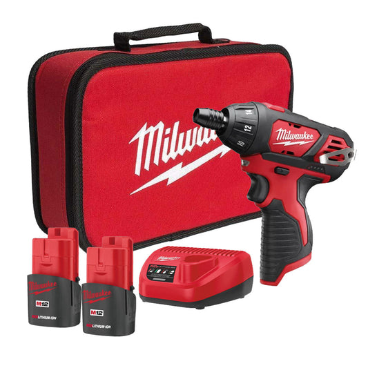 MILWAUKEE M12 SET1D-152B 12V SUB COMPACT SINGLE SPEED SCREWDRIVER INC 2X 1.5AH BATTS - MonkeyTools